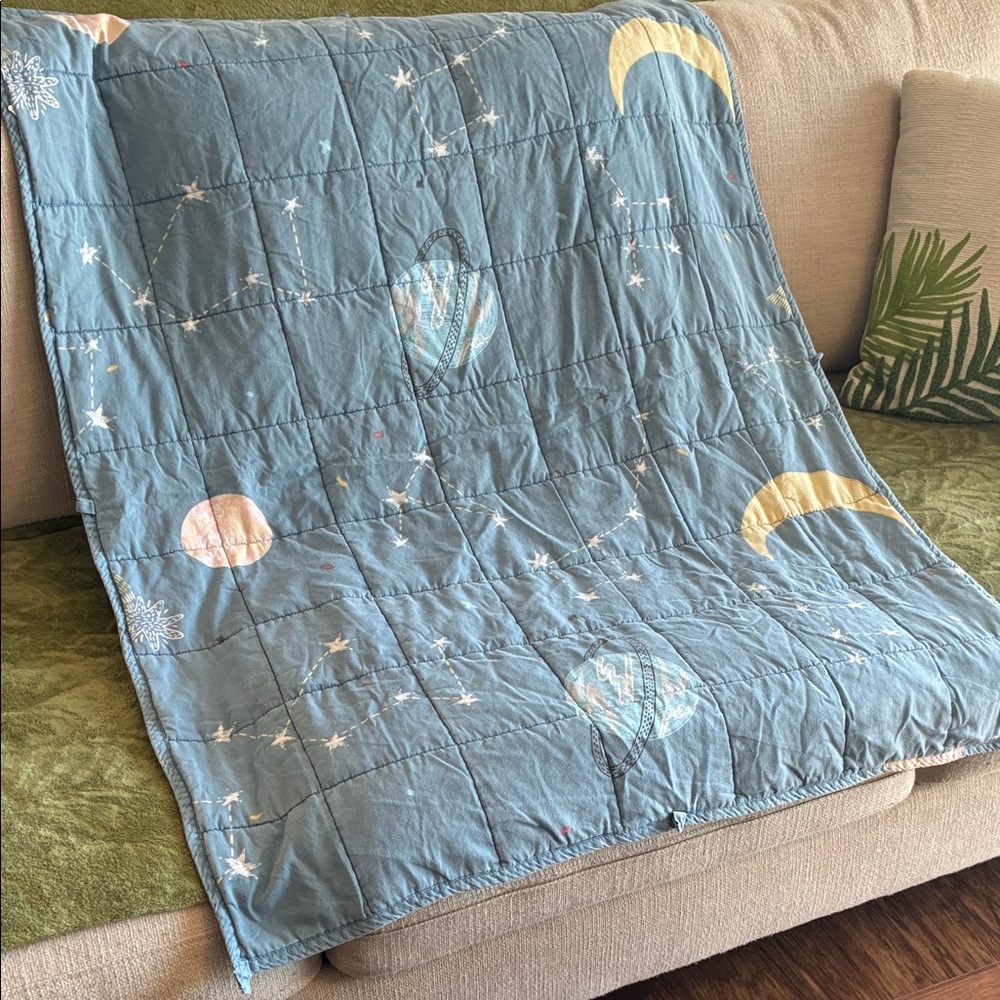 Mr. Sandman Blue Celestial Patterned Weighted Blanket - 3 lbs